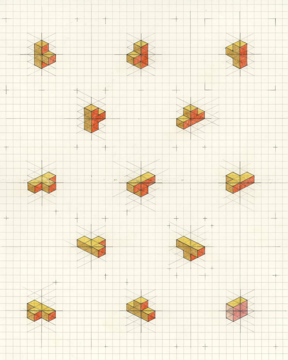 Four connected cubes (all configurations), Panel 001