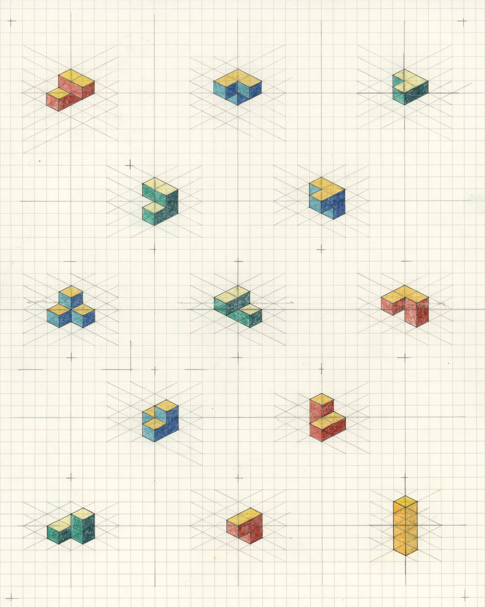 Four connected cubes (all configurations), Panel 005