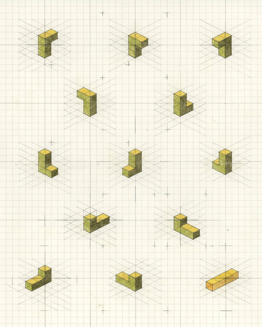 Four connected cubes (all configurations), Panel 003