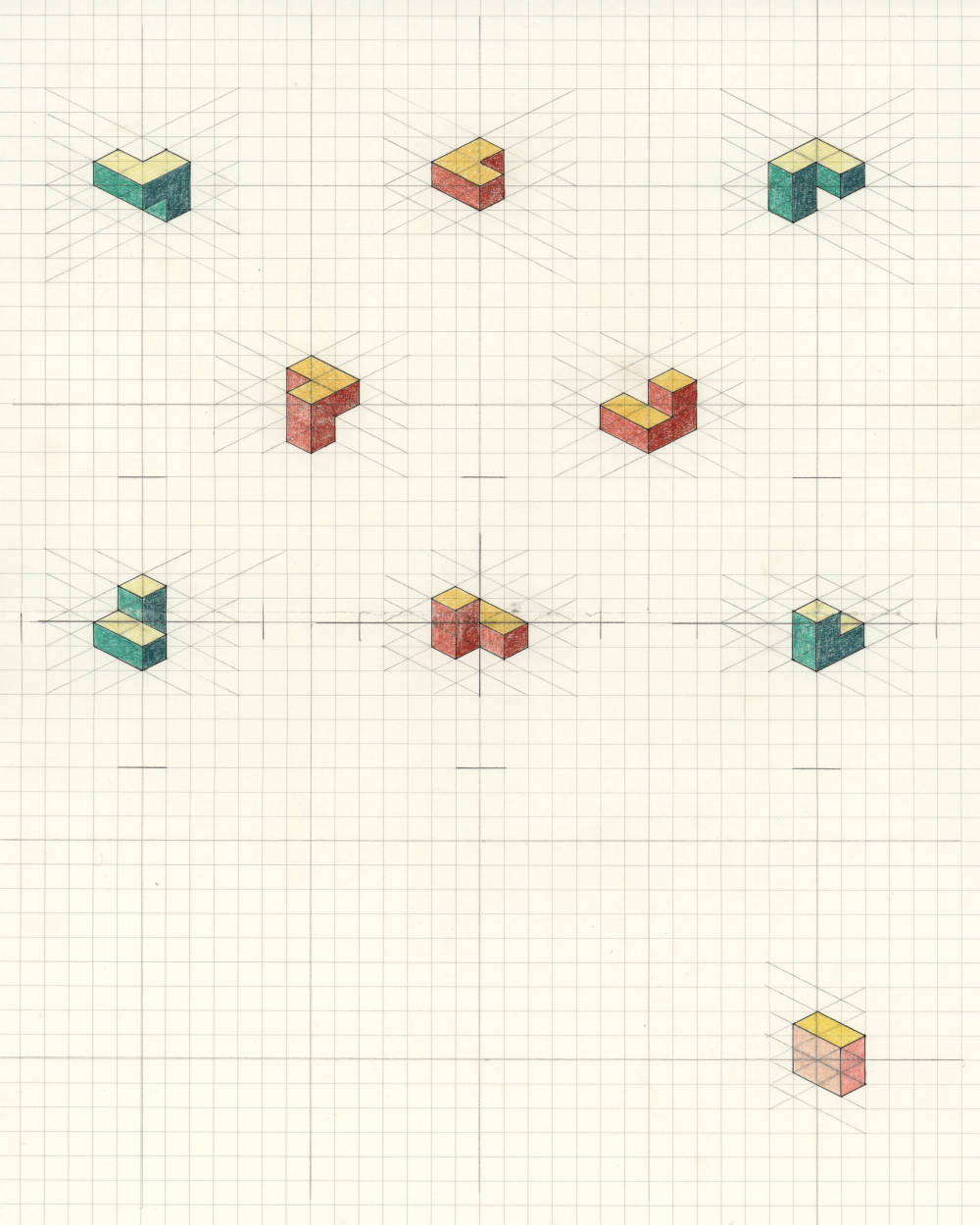 ​Four connected cubes (all configurations), Panel 007