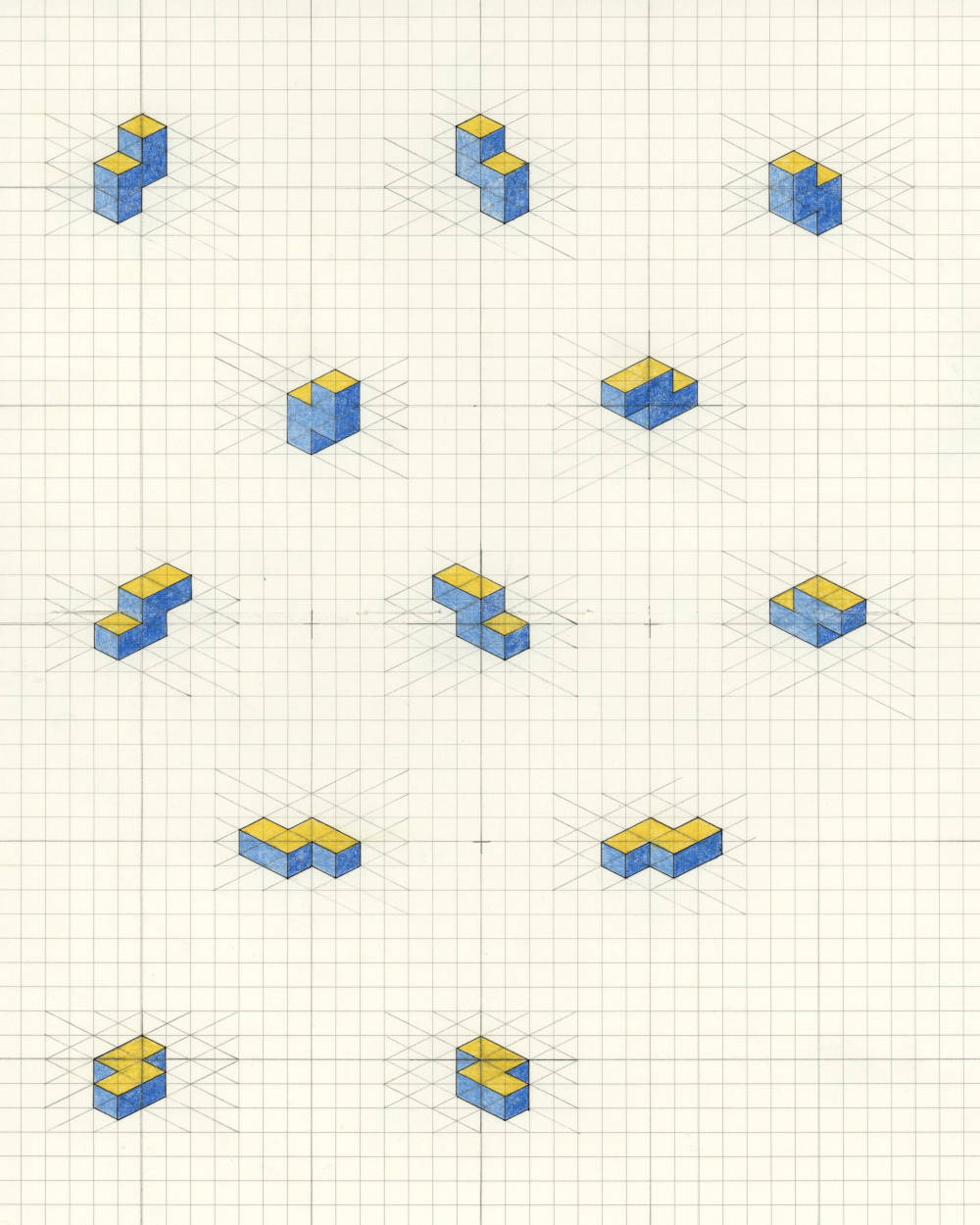 Four connected cubes (all configurations), Panel 004